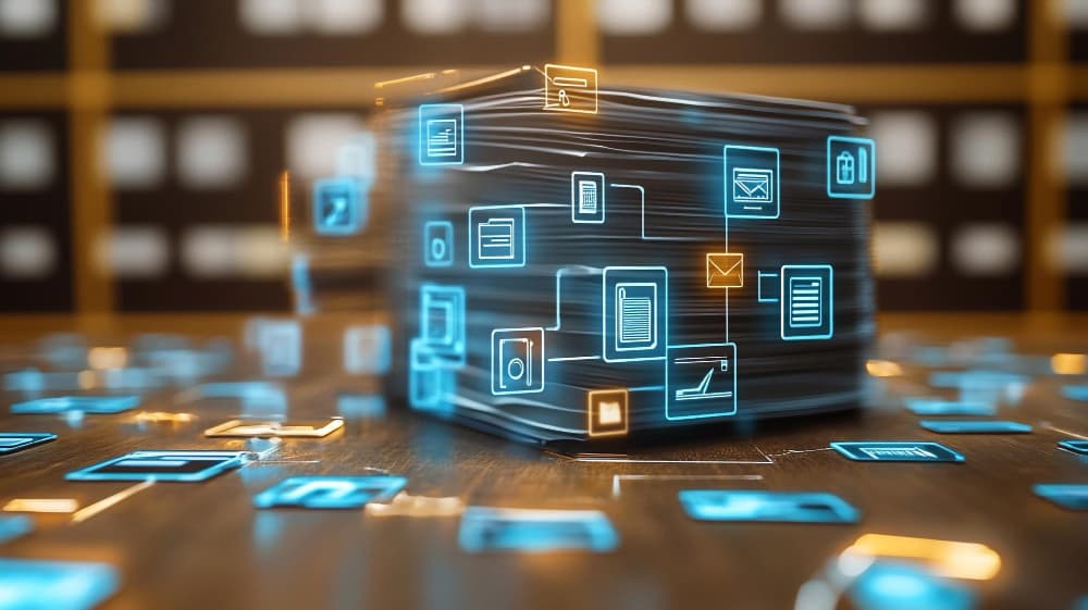 Abstract visualization of connected nodes and data points, representing APIs