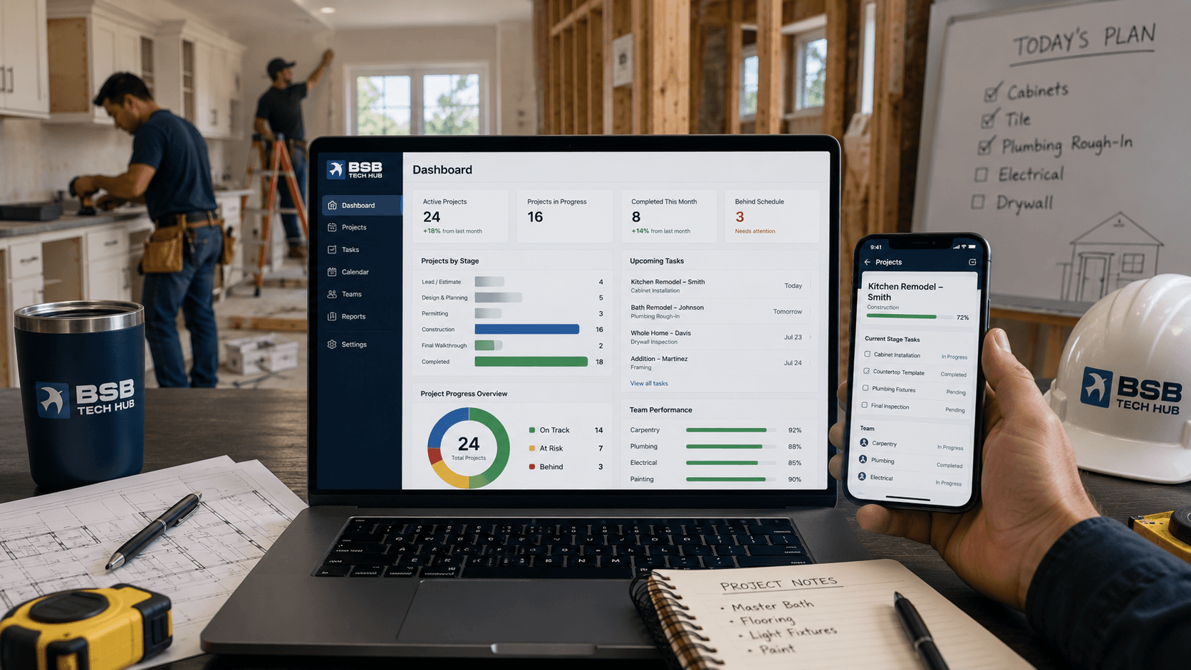 Custom project management software for a remodeling and home-services business