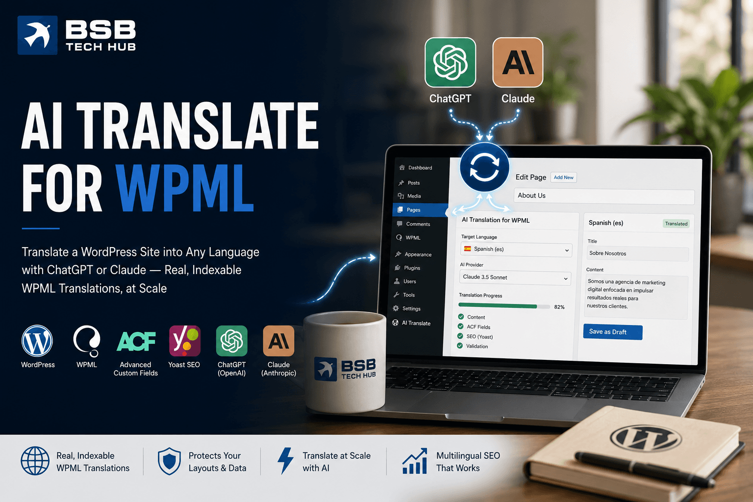 AI Translate for WPML — translate WordPress with ChatGPT or Claude